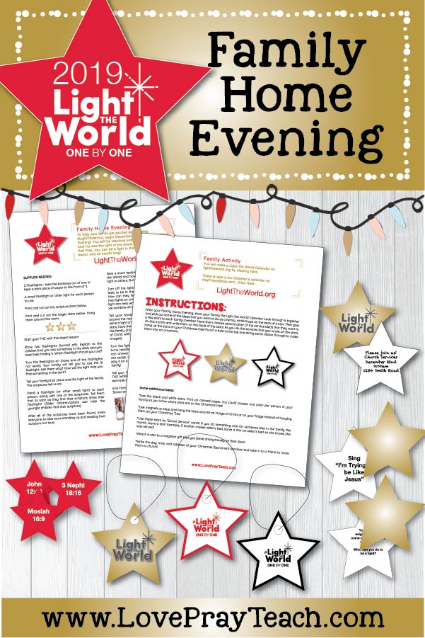 #LIGHTtheWORLD 2019 Come, Follow Me Family Home Evening Printable Lesson Packet! Teach your family Come, Follow Me and #LightTheWorld kick off night using our FHE packet! All FREE!! www.LovePrayTeach.com